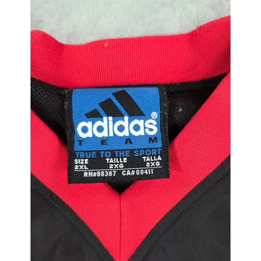 Vintage 90s Adidas Nebraska Huskers Pullover Windbreaker Jacket V-Neck Men's 2XL